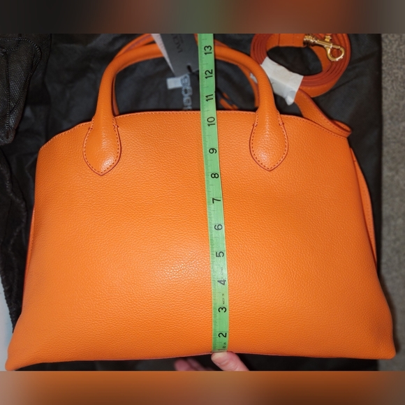 ***SOLD** Iacucci Pebbled Italian Leather Tote Satchel Bag in Orange; New w/Tags - Picture 3 of 16